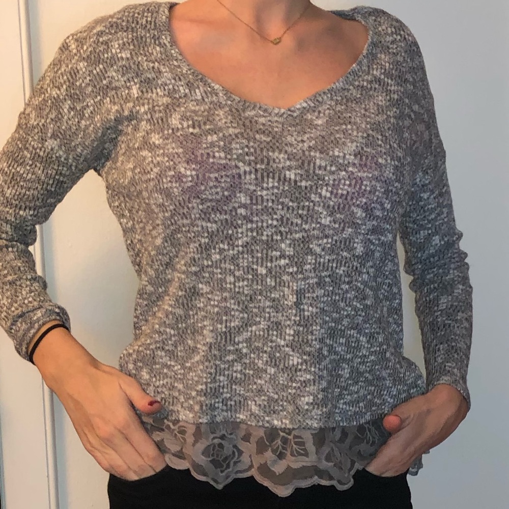 Jessica Simpson lace hem sweater